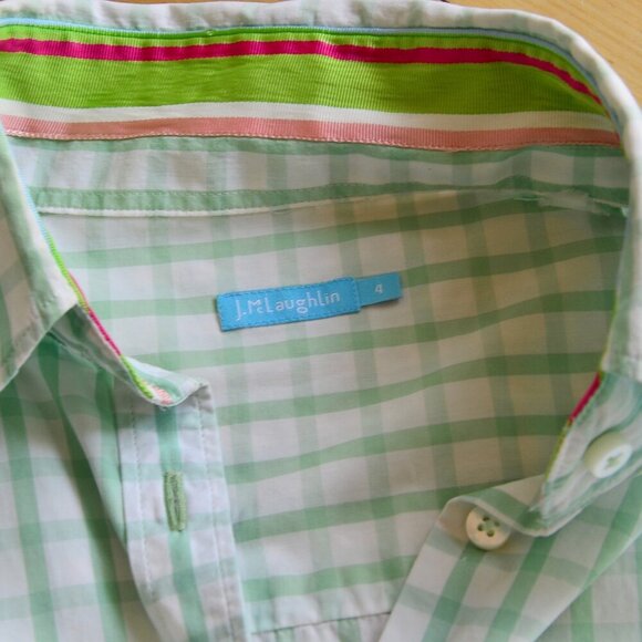 J. MCLAUGHLIN 100% Cotton Checker Shirt Blouse Top Size 4 - Picture 7 of 11